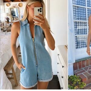 Show Me Your MuMu Light Blue Denim Romper